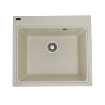 Chiuveta din compozit de granit pentru bucatarie ELEFANT PREMIUM 5852 VESTA Nisip bej 580 x 518 mm
