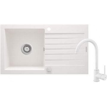 Chiuvetă din granit cu baterie, 1-cuvă cu picurător, Zorba, ZQZVA113