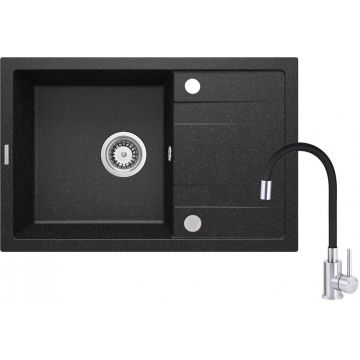 Chiuvetă din granit cu baterie, cu pipă elastică, Corio, ZRCP2113