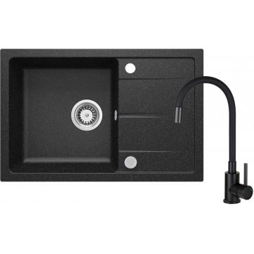 Chiuvetă din granit cu baterie, cu pipă elastică, Leda, ZRDP2113