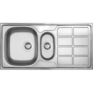Chiuvetă din inox, 1,5-cuve cu picurător, Soul, ZEO_351A