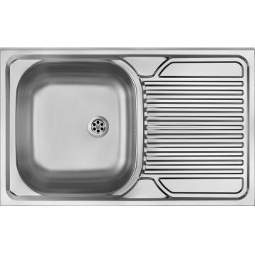 Chiuvetă din inox, 1-cuvă cu picurător, pe partea dreaptă - pe mască, Tango, ZM5_311P