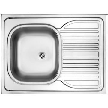Chiuvetă din inox, 1-cuvă cu picurător, pe partea dreaptă - pe mască, Tango, ZM6_311P