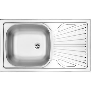 Chiuvetă din inox, 1-cuvă cu picurător, Techno, ZMU_0110