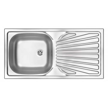 Chiuvetă din inox, 1-cuvă cu picurător, Techno, ZMU_011B