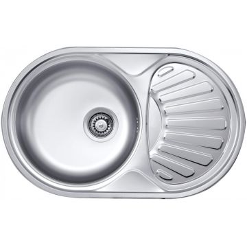 Chiuvetă din inox, 1-cuvă cu picurător, Twist, ZEU_311B
