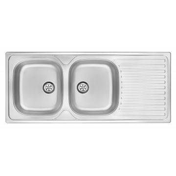 Chiuvetă din inox, 2-cuve cu picurător, Techno, ZEU_0210