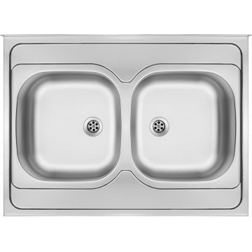 Chiuvetă din inox, 2-cuve - pe mască, Tango, ZM6_020N