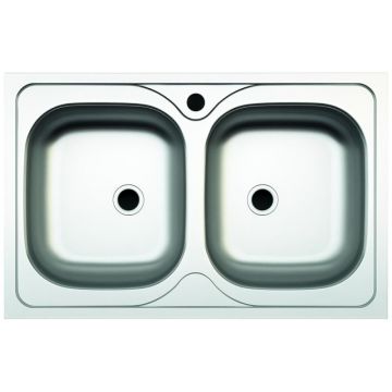 Chiuveta din Inox, Blat cu 2 Cuve, Argintiu, Zilan