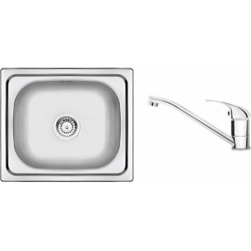 Chiuvetă din inox cu baterie, 1-cuvă, Doppio, ZENA0103