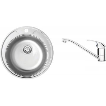 Chiuvetă din inox cu baterie, 1-cuvă, Twist, ZHCA0813