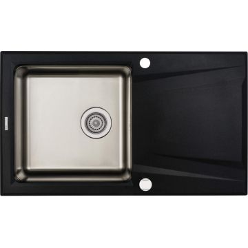 Chiuvetă granit-inox, 1-cuvă cu picurător, Prime, ZSR_G113 Chiuvetă granit-inox, 1-cuvă cu picurător, Prime, ZSR_G113