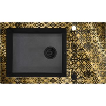 Chiuvetă sticlă-granit, 1-cuvă cu picurător, Capella Precious, ZSC_GG2C Chiuvetă sticlă-granit, 1-cuvă cu picurător, Capella Precious, ZSC_GG2C