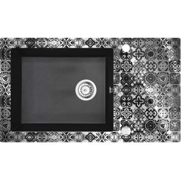 Chiuvetă sticlă-granit, 1-cuvă cu picurător, Capella Precious, ZSC_GP2C Chiuvetă sticlă-granit, 1-cuvă cu picurător, Capella Precious, ZSC_GP2C