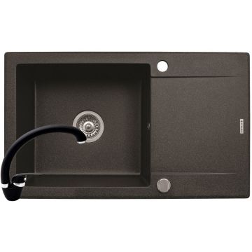 Pachet chiuveta granit KORFU 78x46 1B 1D + Baterie OSSIA Negru