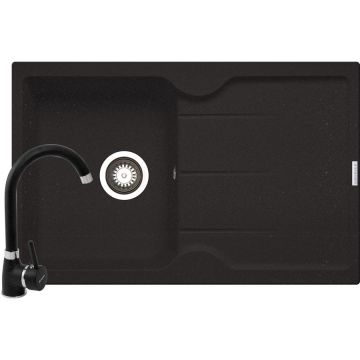 Pachet chiuveta granit PORTOS + Baterie BELLO Black