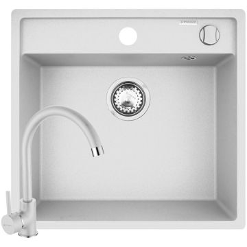 Set 070058401BLO Chiuveta Granit CAMEA 53x50CM + Baterie Eco Bello Monocomanda Alb