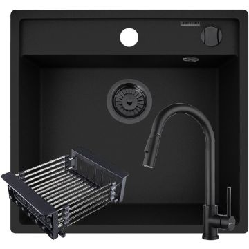 Set 070177003IVC Chiuveta Bucatarie Pyragranite CAMEA 53x50CM + Baterie IDEA + Cos Extensibil Negru Set 070177003IVC Chiuveta Bucatarie Pyragranite CAMEA 53x50CM + Baterie IDEA + Cos Extensibil Negru