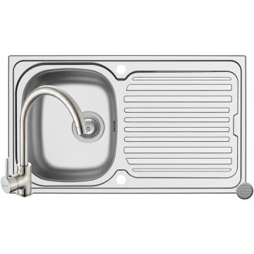 Set Chiuveta Aurora 1B1D LN si Baterie Bello Crom Set Chiuveta Aurora 1B1D LN si Baterie Bello Crom