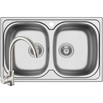 Set Chiuveta Aurora 2B SM si Baterie Bello Crom Set Chiuveta Aurora 2B SM si Baterie Bello Crom