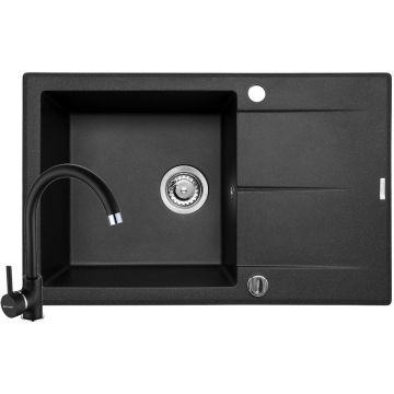 Set Chiuveta bucatarie + Baterie Eco Bello Keros 1B 1D 76x48 Black Set Chiuveta bucatarie + Baterie Eco Bello Keros 1B 1D 76x48 Black