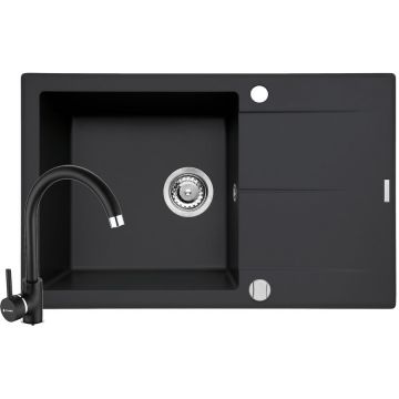 Set Chiuveta bucatarie + Baterie Eco Bello Keros 1B 1D 76x48 Carbon Set Chiuveta bucatarie + Baterie Eco Bello Keros 1B 1D 76x48 Carbon