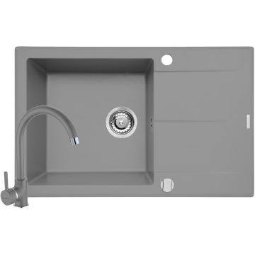 Set Chiuveta bucatarie + Baterie Eco Bello Keros 1B 1D 76x48 Grey Set Chiuveta bucatarie + Baterie Eco Bello Keros 1B 1D 76x48 Grey