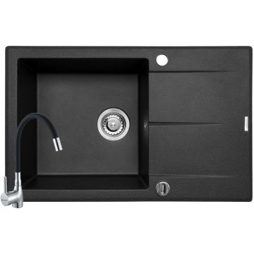 Set Chiuveta bucatarie + Baterie Eco Flessi Keros 1B 1D 76x48 Black