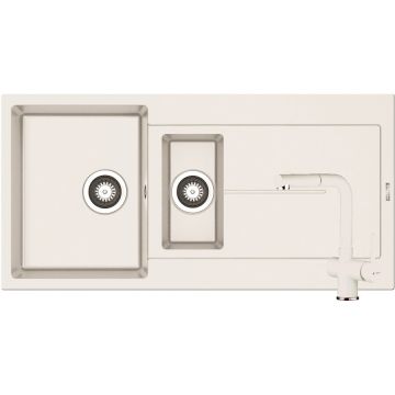 Set Chiuveta Granit ITHAKA 1 1/2B 1D 100x50 si Baterie Capriccio Snow Set Chiuveta Granit ITHAKA 1 1/2B 1D 100x50 si Baterie Capriccio Snow