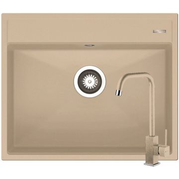 Set Chiuveta Granit ITHAKA 1B 61x51 si Baterie ADELITA Dark Beige Set Chiuveta Granit ITHAKA 1B 61x51 si Baterie ADELITA Dark Beige