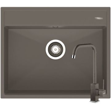 Set Chiuveta Granit ITHAKA 1B 61x51 si Baterie ADELITA Iron Grey Set Chiuveta Granit ITHAKA 1B 61x51 si Baterie ADELITA Iron Grey