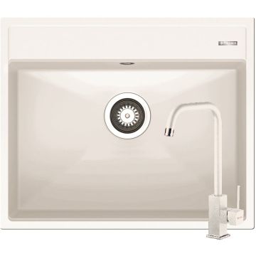 Set Chiuveta Granit ITHAKA 1B 61x51 si Baterie ADELITA Snow Set Chiuveta Granit ITHAKA 1B 61x51 si Baterie ADELITA Snow