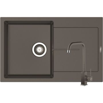 Set Chiuveta Granit ITHAKA 1B1D 79x50 si Baterie ADELITA Iron Grey Set Chiuveta Granit ITHAKA 1B1D 79x50 si Baterie ADELITA Iron Grey