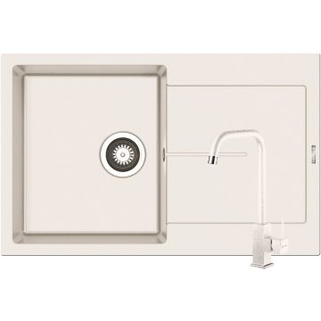 Set Chiuveta Granit ITHAKA 1B1D 79x50 si Baterie ADELITA Snow Set Chiuveta Granit ITHAKA 1B1D 79x50 si Baterie ADELITA Snow