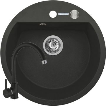 Set Chiuveta Granit Mido 51x51 si Baterie Eco Bello Carbon Set Chiuveta Granit Mido 51x51 si Baterie Eco Bello Carbon