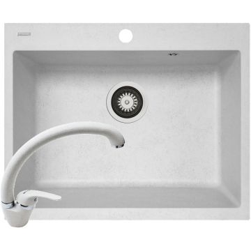 Set Chiuveta Soft Compozit Square Durothek 60 1B si Baterie Ossia Alb Set Chiuveta Soft Compozit Square Durothek 60 1B si Baterie Ossia Alb