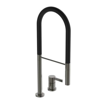 Baterie bucatarie cu pipa flexibila Ideal Standard Gusto 142 gri - negru semi-profesionala