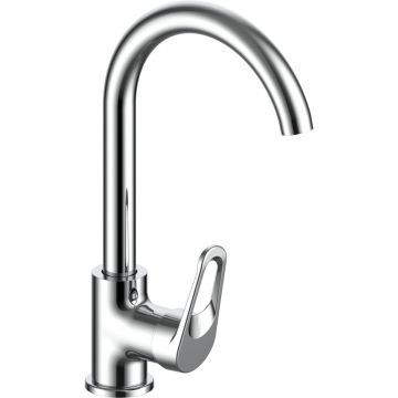 Baterie bucatarie La Brocca MILANO P100C711, Monocomanda, Gura inalta tip U, Economie de apa, Silentioasa, Usor de curatat si instalat, alama