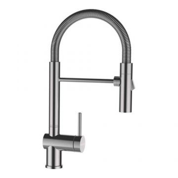 Baterie bucatarie Schock Sina, cu pipa mobila - Culoare inox periat