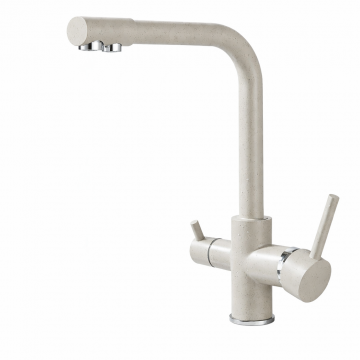 Baterie Chiuveta Bucatarie BisDesign , Functie Apa Filtrata, 2 Functii de Curgere, Finisaj Bej Granit, Dimensiune 31 cm
