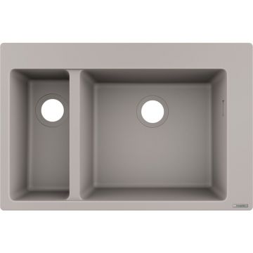 Chiuveta compozit Hansgrohe S51 SilicaTec gri beton 77x51 cm cu 2 cuve