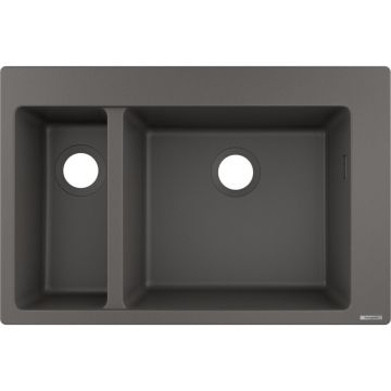 Chiuveta compozit Hansgrohe S51 SilicaTec gri piatra 77x51 cm 2 cuve
