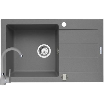 Pachet chiuveta granit Sparta Plus + Baterie BELLO Gri