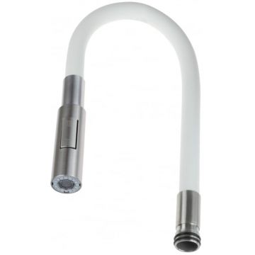 Pipa flexibila pentru baterie bucatarie, cu 2 functii, alb, Deante Luno