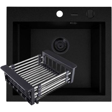 Set 070169014CEV Chiuveta Bucatarie Pyragranite SIROS 57 Volcano si Cos Extensibil Negru