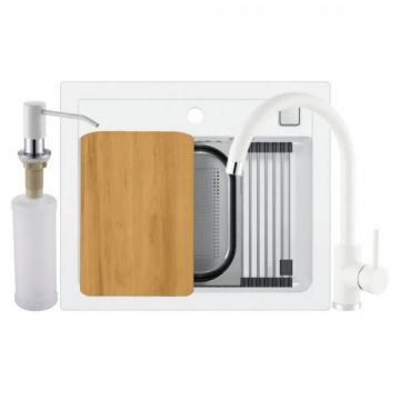 Set chiuveta Alveus Atrox 30 cu baterie Jana G11 alb si accesorii - Dimensiune 59x50x19.5 cm