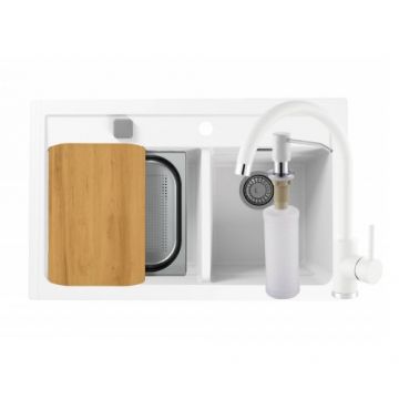 Set chiuveta Alveus Atrox 50 cu baterie Jana G11 alb si accesorii - Dimensiune 79x50 cm