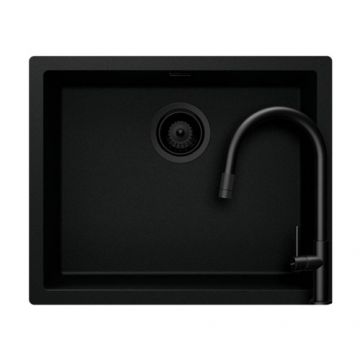 Set chiuveta bucatarie Schock Kaia N-100L + parti vizibile + baterie bucatarie Schock Talia Extensibil - Culoare Nero