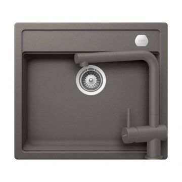 Set chiuveta bucatarie Schock Mono N-100 + baterie Schock Epos cu cap extractibil - Culoare silverstonee