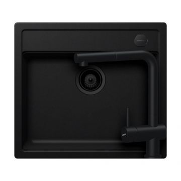 Set chiuveta bucatarie Schock Mono N-100 + parti vizibile + baterie Schock Epos cu cap extractibil - Culoare Nero